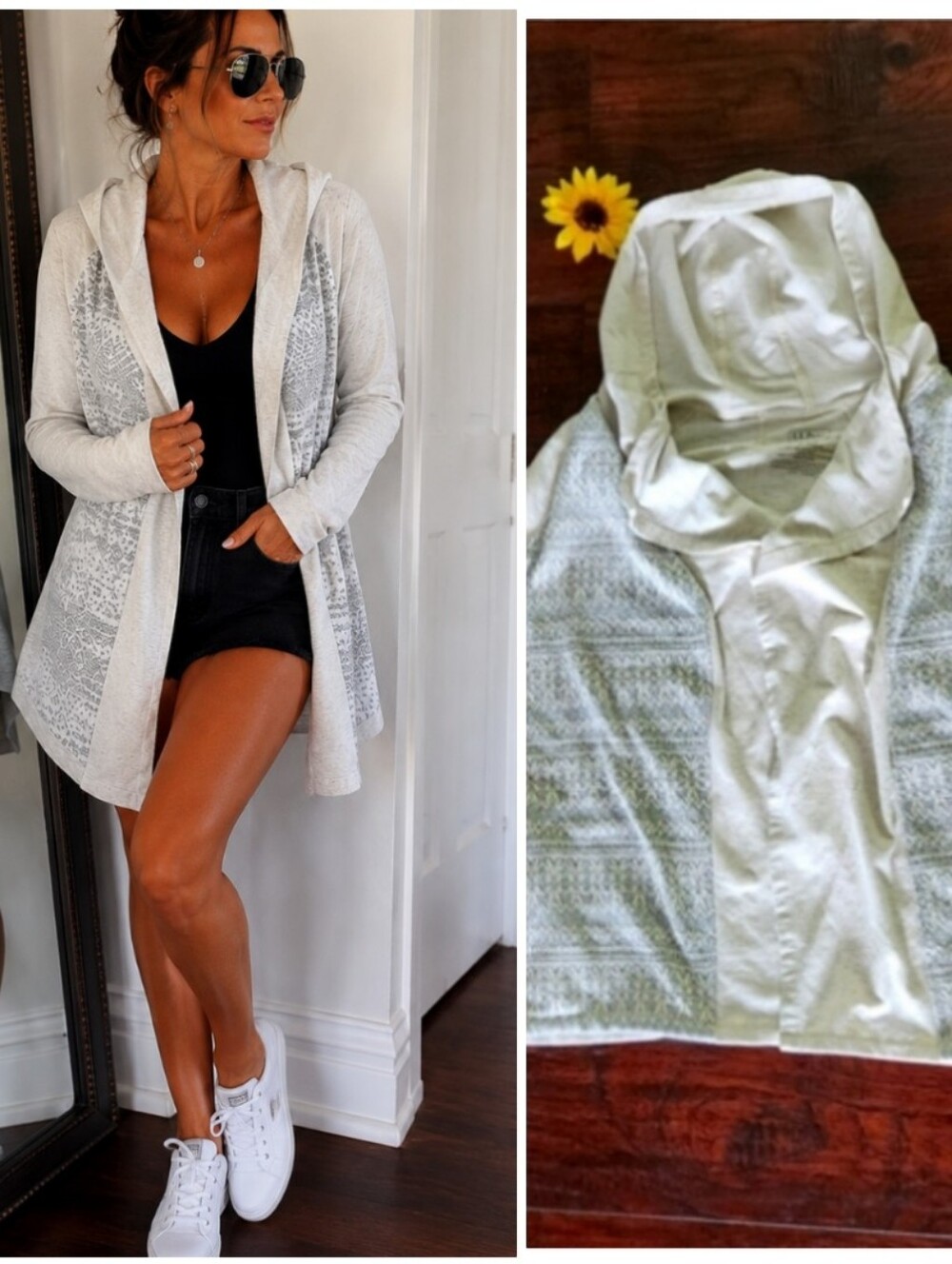 L.L. Bean Gray Hoodie Open Cardigan